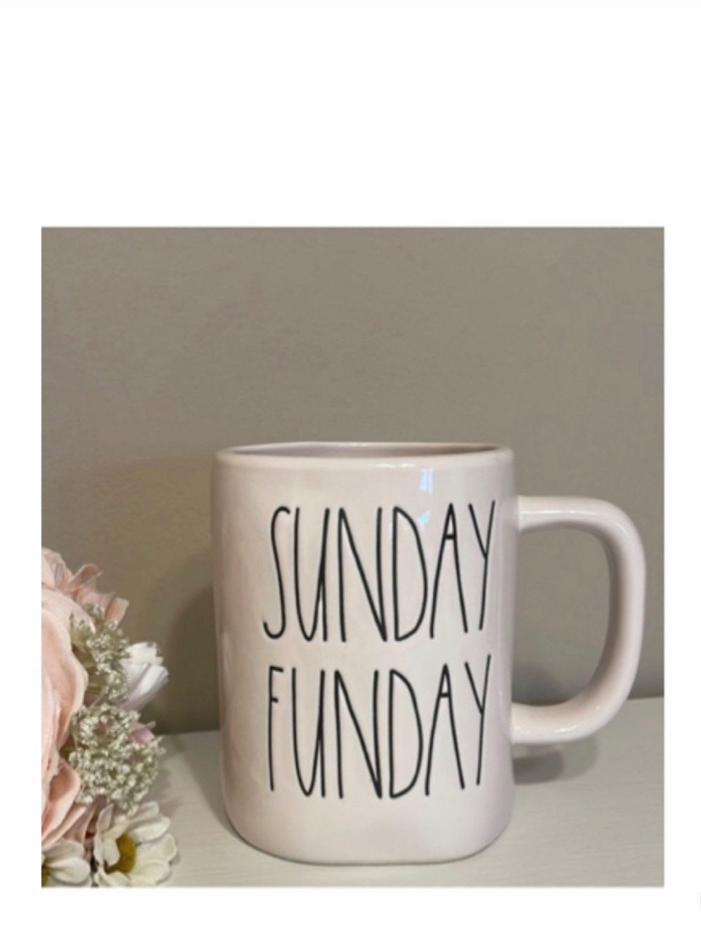 Rae Dunn White Sunday Funday Mug